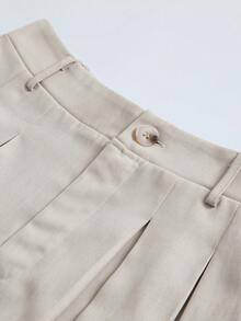 Women's Fashion Solid Color Wide Leg Casual Bermuda Shorts, Commute Shopping Casual Outfit, Ins Style, Daily Spring/Summer - Apricot - View 3