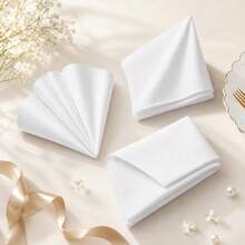 6 Packs White Rectangle Tablecloth & Napkins Set, Solid Color Polyester Table Linens, Wrinkle Resistant, Stain Proof, Easy Clean, Reusable Washable Table Cover For Wedding Party Banquet Restaurant Buffet Catering Dining Table Home Decor - White - View 8