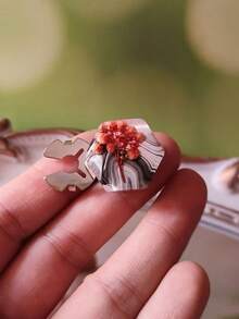 1件/2件裝 乾花樹脂鈕扣蓋，襯衫鈕扣蓋夾扣式鈕扣蓋 時尚水晶袖扣蓋 - 彩色 - 查看 5