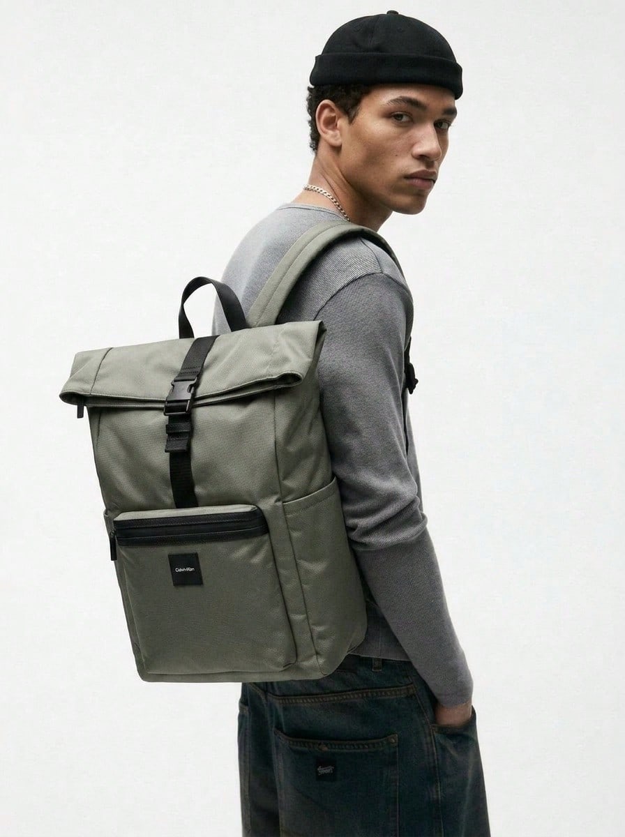 Calvin Klein Men's Backpacks Waterproof Breathable Back Adjustable Strap Camping Outdoor Travel Green K50K512711-PFV - Grey - View 1