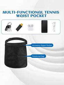 1pc Tennis Ball Bag Storage Pouch Pickleball Bag Portable Ball Waist Bag Tennis Ball Collector Bag Ball Storage Supplies - Multicolor - View 6