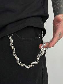 1件時尚個性誇張蛇骨腰鍊，嘻哈龐克粗金屬鏈條身體鍊，褲子裝飾用，男士迷人飾品，日常音樂節派對穿搭配件 - 銀色-蛇形 - 查看 11