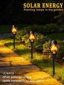 Realistic Flickering Flame Solar Lights, 2/6/10 Pcs LED Torch Style Lamps, Creative Landscape Decor Lights, Works As Underwater And Path Lights, Great For Patio, Lawn, Walkway, Yard And Backyard Outdoor Decoration - Warm Light - View 5