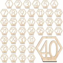 10入木製桌號牌，1-40 六角形鏤空號碼座牌，酒吧咖啡廳婚禮桌號牌，室內外場景裝飾，節日派對裝飾用品，假日配件，畢業、週年、聖誕裝飾 - 符號 - 查看 2