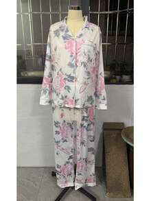 2026 Women's 2 Pieces Pajama Set, Casual Fun Print Long Pants + Long Sleeve Shirt Set, Loungewear Set PJS Y2K - White - View 8