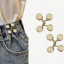 2/4/6/8Sets Nail-Free Metal Jeans Button Snaps Detachable Pants Clips Buttons Pins DIY Waist Tightener Clothing Buckles Sewing Tools - Multicolor - View 18