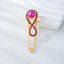 1pc-Fashion Elegant Infinity Brooch Zinc Alloy Rhinestone Inlaid Brooch Suitable For Women Daily Banquet Party Wear Dress Suit Accessory - XD825160 - View 9