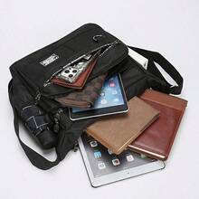 2pcs/Set Men's Shoulder Bag & Card Holder,Durable Multi-Pockets Crossbody Messenger Bag,Sling Pack For Business Casual Travel,Gift For Husband & Son - Túi đeo vai màu đen + Túi đựng thẻ màu đen - Xem 4