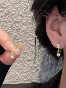 1 Pair S25 Pure Silver Women's Ins Style Luxury Butterfly Stud Earrings, Delicate And Exquisite For Daily Wear, Subtle And Not Exaggerated, Gentle And Minimalist, Suitable For Various Styles, Students And Office Workers - Butterfly - View 8