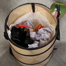 Outdoor Foldable Oxford Cloth Trash Can, Mountain Leisure Style Thickened Waterproof Fabric Cylindrical Foldable Design, Camping Picnic Portable Handheld Trash Storage Bucket Camping Trash Bag Storage Basket - A - View 1