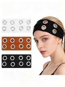 1PC Faixa de Cabeça Punk Fashion Gótica, Acessório de Cabelo Feminino Macio Antiderrapante Elástico Vazado, Faixa de Cabeça para Praia, Férias, Yoga e Desporto - Borgonha - Ver 5