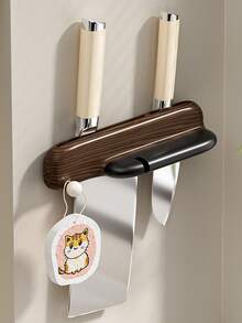 1pc 2-In-1 Drill-Free Wall-Mounted Kitchen Storage Rack, Can Hold Knives, Spoons And Chopsticks - Modern Kitchen Essential - Multicolor - View 2