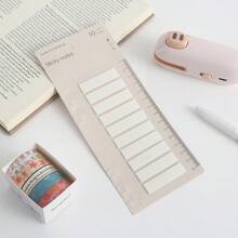 Solid Color Long Strip Transparent PET Index Tabs With Ruler Paper Card, Minimalist Writable Self-Adhesive Page Markers, Clear Sticky Flags For Book Annotation, Journal Making, School & Office Stationery Supplies - Multicolor - View 8