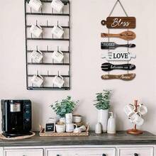 5Pcs Kitchen Wall Decor, Bless The Food Cookware Shaped Hanging Signs For Farmhouse Kitchen Rustic Wooden Plaques For Country Dinning Room - 1PC - 查看 7