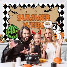 Happy Summerween Banner - Summerween Party Decorations Backdrop, Halloween In Summer Decor, Summer Pool Party Halloween Party Banner Decorations, Halloween In Summer Decor, Tropical Beach Hawaiian Party Decorations. - 多色的 - 查看 2