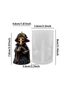 Resin Silicone Mold - 1pc Dark Skull Candle Silicone Mold, Soft Reusable Non-Stick Easy Demold High-Temperature Resistant, Handmade - Skull Mold - View 7