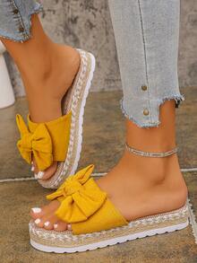 Women's Summer Vacation Bohemian Style Platform Slippers (Runs Small By One Size) - Yellow - View 6