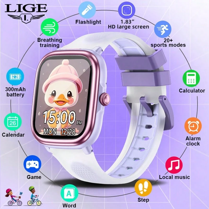 Đồng hồ thông minh LIGE dành cho trẻ em với nhiều trò chơi nhỏ mang tính giáo dục, thiết kế chống nước bắn, chức năng nhắc nhở báo thức, sách truyện, học từ vựng, thẻ học, phát nhạc cục bộ, đèn pin, máy tính và nhiều tính năng khác, chiếc đồng hồ thông minh đa chức năng này rất lý tưởng cho trẻ em năng động. - Xem 1