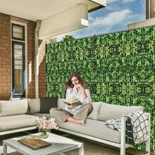 PVC Fence Privacy Screen, Green Leaf Pattern Wind Shield Garden Fence Cover For Double Rod Fence - Small Leaf Pattern - View 4