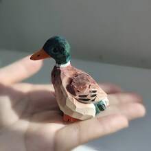 1/2pcs Exquisite Hand Carved Green Headed Duck Wood Carvings, Hand Painted Artworks, Animal Statue Ornaments, Lifelike Wooden Duck Statues, Home Decorations, Holiday Gifts, Unique Christmas Gifts, Suitable For Bird Enthusiasts - Multicolor - View 6