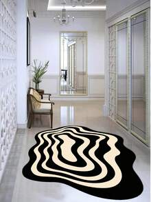 Digitally Printed Non-Slip Washable Runner And Area Rug Living Room Carpet, Modern Design | Modern, Scandinavian, Bohemian And Classic Styles | 100% Polyester - Black - View 4