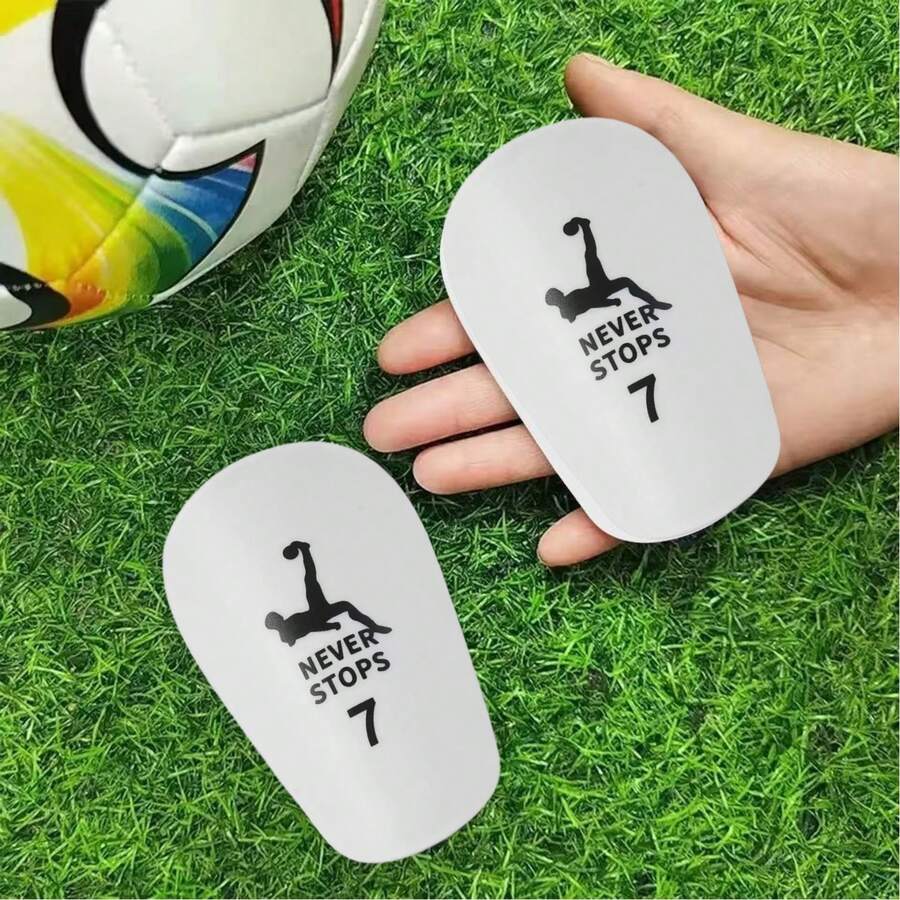 1 par de mini espinilleras de fútbol, diseño reforzado para una protección mejorada, almohadillas de espinilleras de fútbol duraderas para adolescentes y adultos, equipo de deportiva. - Nunca te detengas - Ver 1