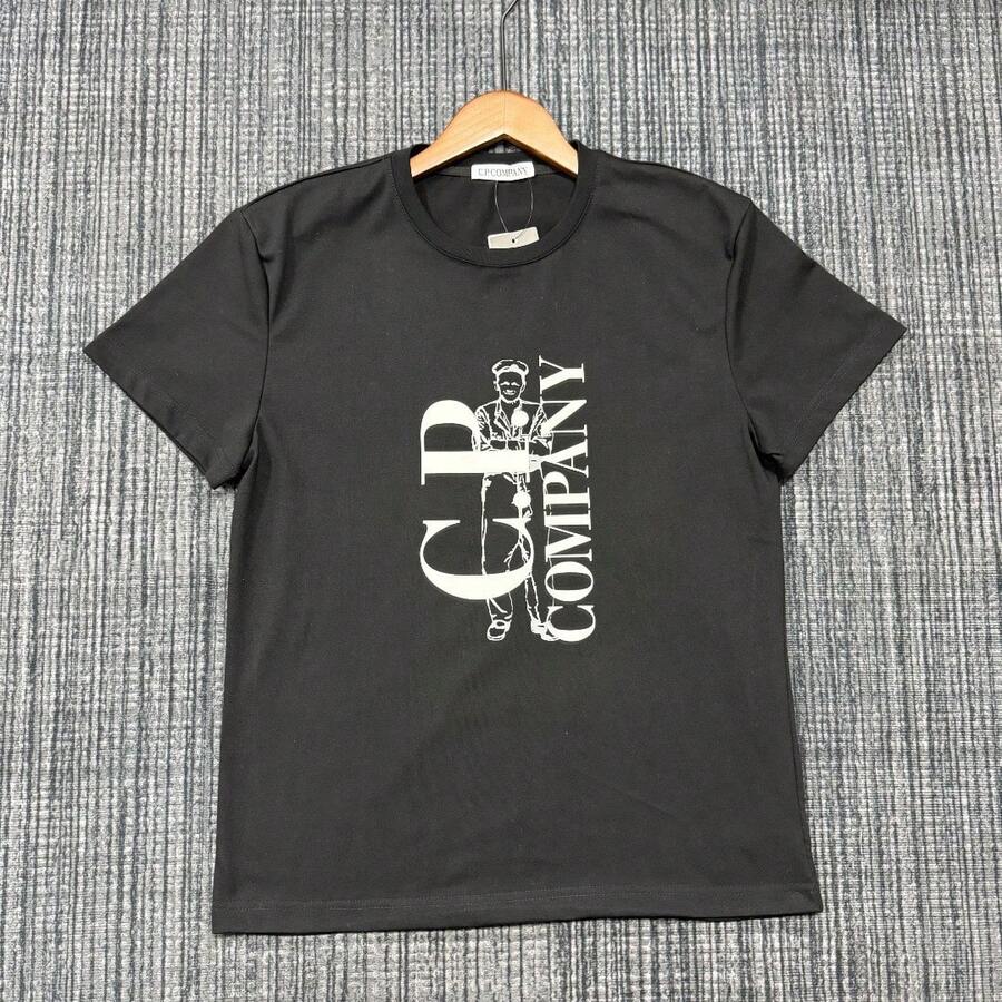 Colección COMPANY: Camiseta Americana de Manga Corta con Estampado de Letras, Cuello Redondo, Estilo Urbano para Hombre - Negro - Ver 1