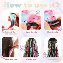 5pcs Long Curl Hair Roller Set With Synthetic Hair Extensions, Suitable For Dyed And Permed Hair - Multicolor - View 6