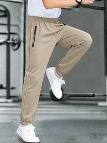[1 Piece Random]1pc Boys' Casual Outdoor Sports Loose Tapered Pants - Khaki - View 5