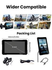 Pantalla Carplay para Motocicleta, Carplay Inalámbrico y Android Auto para Moto, con Pantalla HD de 5 Pulgadas y Soporte Ajustable, Compatible con Audio/Navegación Inalámbrica, sin Batería - MP5 - Ver 7