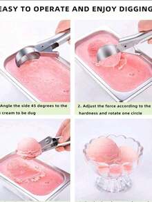 1pc Stainless Steel Ice Cream Scoop, Fruit Spoon, Durable Ball Excavator, Suitable For Watermelon, Cantaloupe, Papaya, Ice Cream And Fruit Scooping, Fruit Ball Spoon And Ice Cream Tool, Ice Cubes, Party, Travel, Outdoor, Wedding, Birthday, Camping, Graduation, Bachelorette Party, Kitchen Tool, Kitchen Essential, - Silver - View 8