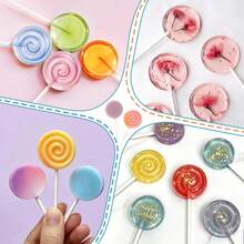 1/2pcs Lollipop Mold With 100 Plastic Sticks, Round Silicone Mold For Chocolate, Candy, Hard Candy, Fondant, Cake Decoration - Baby Blue - View 4
