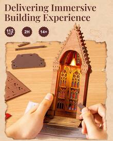 Robotime Rolife 3D Puzzle Twin Towers Cathedral, Wooden Puzzle For Adults, 111-Piece Model Kit, 2 Hours Assembly Time, Collectible Home Decor - TGA03 - View 6