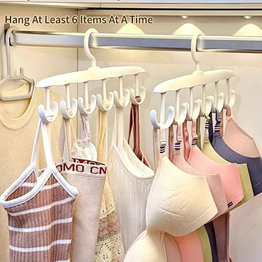 2/4/6pcs Spaghetti Strap Bra Hooks Wavy Design For Clothing Storage Hat Organizer Pants Rack Multi-Functional Home Closet Hanging System Wall Mount Accessories - View 1