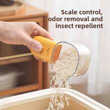 1 Multi-Color Multifunctional Rice Spoon With Measuring Cup And Spoon - Kitchen Tool, Insect Proof Design, Precise Measurement Of Rice, Flour, Pasta, Soup, Grains - Pet Grade Measuring Spoon Suitable For Home And Commercial Kitchens - Multicolor - View 5
