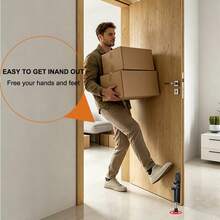 1pc Black Heavy Duty Invisible Door Stopper - Foot Pedal Spring Mechanism | Zinc Alloy Construction | Easy To Position And Install | Suitable For Living Room, Bedroom, Office, Apartment And Hotel | Wall Protection | Stylish Design | Durable - Large Black - View 6
