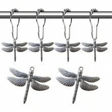 12 chiếc móc treo rèm phòng tắm hình chuồn chuồn, vòng treo rèm chống rỉ, chủ đề côn trùng mùa xuân, kim loại, chống nước, bi lăn dễ lắp đặt, trang trí phòng tắm chủ đề rừng tự nhiên vườn quê trang trại - Nhiều màu - Xem 6