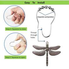 12 chiếc móc treo rèm phòng tắm hình chuồn chuồn, vòng treo rèm chống rỉ, chủ đề côn trùng mùa xuân, kim loại, chống nước, bi lăn dễ lắp đặt, trang trí phòng tắm chủ đề rừng tự nhiên vườn quê trang trại - Nhiều màu - Xem 4