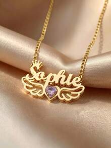 [ZzAi Custom] 1 pieza Juego de joyas personalizado para adolescentes, collar personalizado con piedra de nacimiento + juego de pendientes, joyas conmemorativas, collar personalizado, uso diario - Estilo 4 - Ver 4