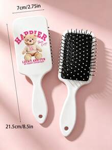 1 pieza Serie de Oso Grande Peine con Cojín de Aire Estampado Completo, Peine de Masaje de Color Vibrante, Adecuado para Peinado, Cabello Rizado, Cabello Liso, Todos los Estilos de Cabello, Salón de Barbería, Producto Esencial de Cuidado del Cabello para Viajes de Belleza, Peine con Cojín de Aire Portátil para el Campus - Multicolor - Ver 9