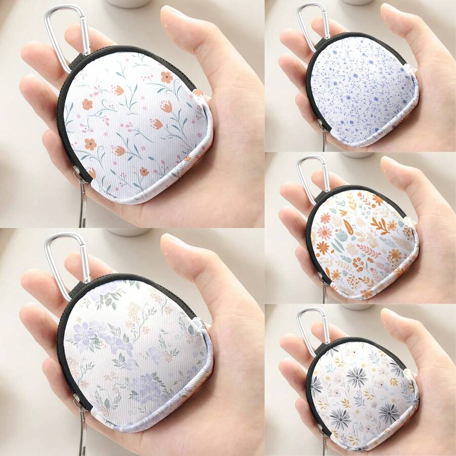 碎花图案数码收纳袋,防震防刮,便携设计,可收纳耳机、数据线、硬币等物品。男女通用,适合日常使用和送礼。 - 彩色 - 查看 1