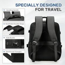 40x30x20cm 航空認可登機旅行後背包，大容量附鞋袋與15.6吋筆電隔層，多口袋防水週末包，耐用尼龍商務出差旅行上學戶外後背包，中性多功能商務後背包適用短途旅行與登機 - 彩色 - 查看 10