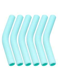 1/6pcs Reusable Silicone Straw Tips - 6 Pack, 5/16 Inch, Flexible Bent Design - Suitable For Smoothies And Cold Drinks, Cup Accessories - Multicolor - View 17