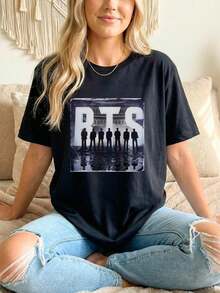 BTS2026 T Shirt Unisex Nero Retrò Moda Casual Stile 5gAC57v4ShhAsqAVbs2lG Idea Regalo Primavera Estate Outfit Fashion Shopping - nero - Visualizzare 1