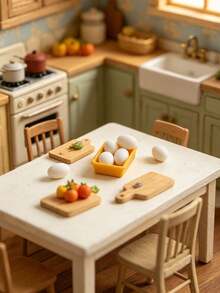 1/3/5 sets Modelo de huevo en miniatura de 2.2 cm | Huevo mini realista + accesorio de soporte de huevo amarillo | Decoración de cocina vintage francesa para casa de muñecas | Material de resina cremosa | Detallado y realista para almacenamiento y exhibición | Decoración de cocina / escena de horneado para casa de muñecas | Adecuado para fiestas festivas & montajes de miniaturas diarios - Multicolor - Ver 8