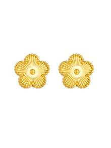 RAYQUEEN 1 Pair Stainless Steel Gold-Tone Fashion Versatile Clover Stud Earrings Jewelry For Women, Suitable As Gift - Yellow Gold - View 5