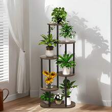 6 Tier Indoor Plant Stand, Multi-Pot Display Rack For Home Plants - Black and Brown - View 5