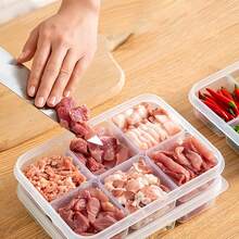 Two New Thickened Refrigerator Storage Boxes With Six Compartments, PP Material, Kitchen Organizing Style, Refrigerator Organizer, For Organizing Ingredients, Green Onions, Meat, And Various Seasonings - Multicolor - View 10