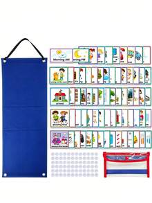 Wall-Mounted Time Management Felt Board, Visual Schedule Planner, Daily Planner, Hook And Loop Strips, Dual-Use Felt Board (Wall-Mounted Or Freestanding), Classroom Supplies, -Perfect For Back To School And Christmas Gifts - Multicolor - View 4