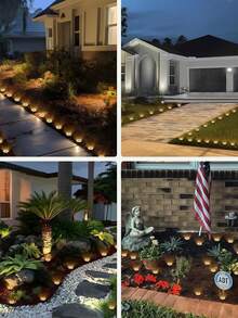 4/8/12 piezas Luces solares empotradas, lámparas solares de exterior de acero inoxidable IP65 a prueba de agua, mini luces de camino de paisaje con encendido/apagado automático, luces decorativas de piso y escalera para jardín, patio, villa, terraza, decoración de Navidad y Halloween - Multicolor - Ver 8